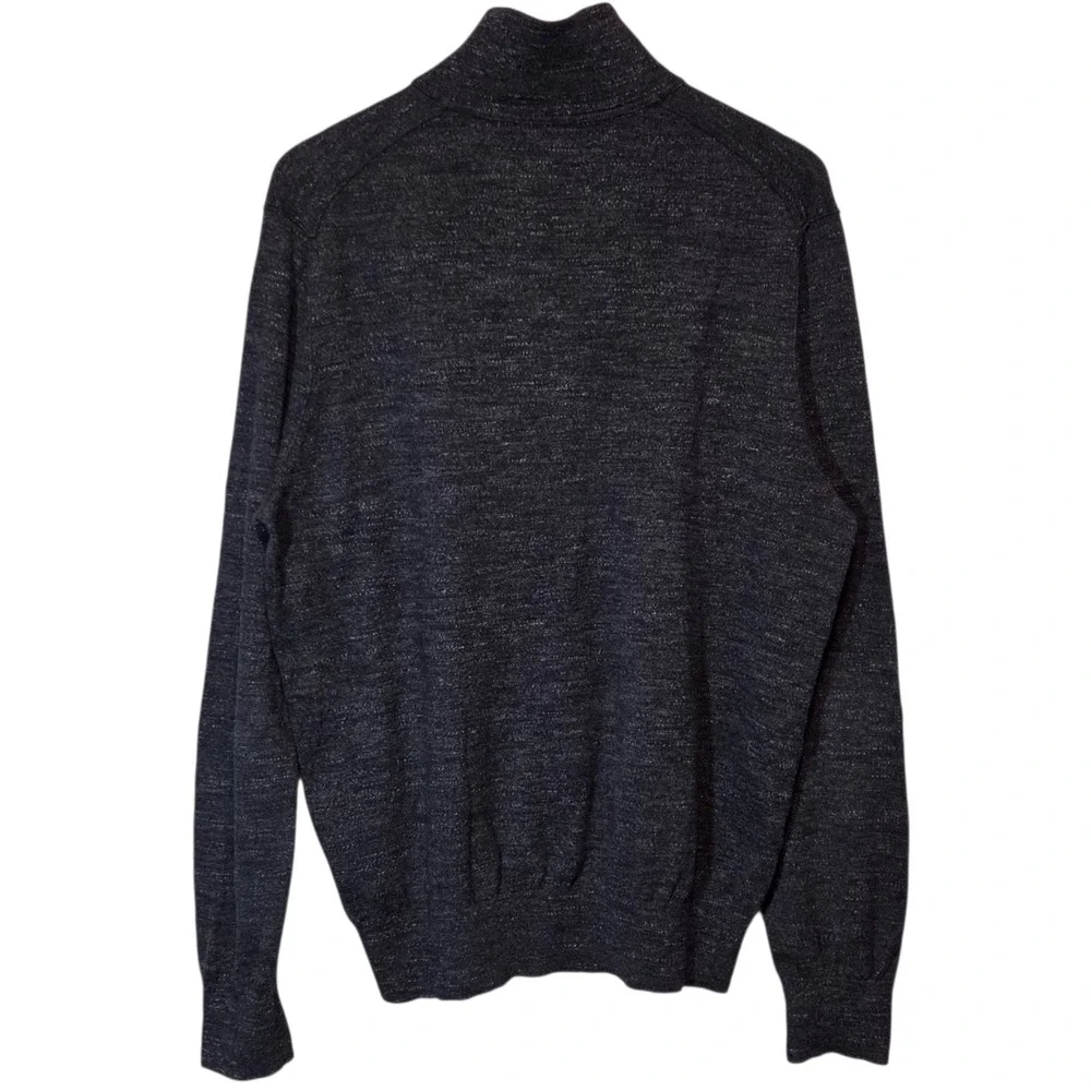 Banana Republic Mens Sweater Dark Heather Gray Striped‎ 1/4 Zip Size L Preppy